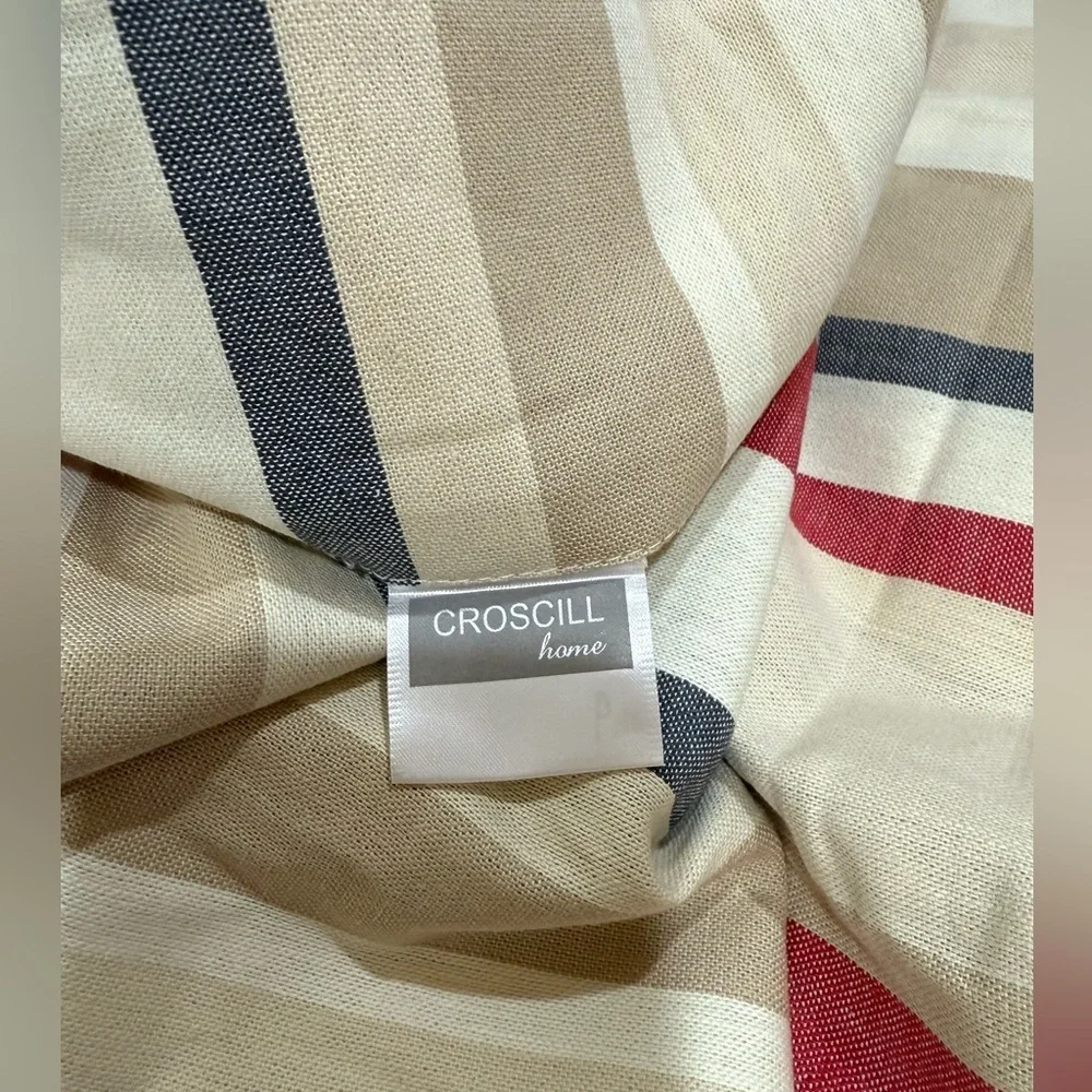 NEW Croscill Potomac Stripe Grommet Top Panel in Red and Tan 💯% Cotton